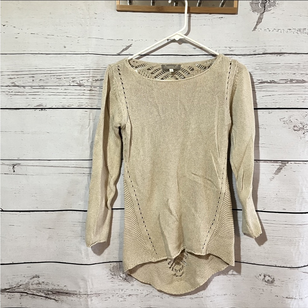 Beige Bianca B Knit High Low Sweater size small